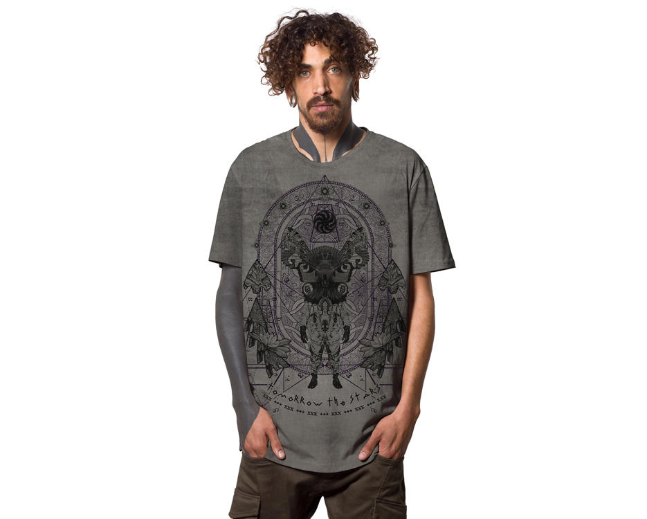 psychedelic dirty grey t-shirt